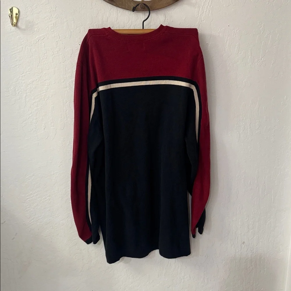 Eddie Bauer Men’s XL TALL Black Red Cream Color Block Dad Sweater 100% Cotton - Picture 5 of 7